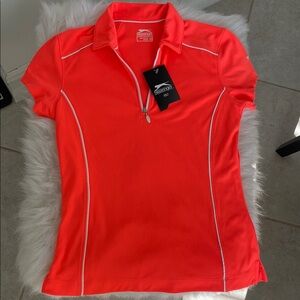😍 Slazenger Bright Orange Golf ⛳️ Shirt Small!